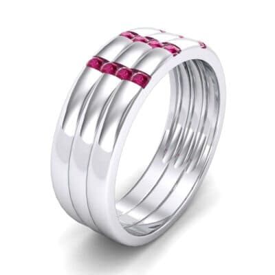 Triple Vertical Channel Ruby Ring (0.36 CTW) Perspective View