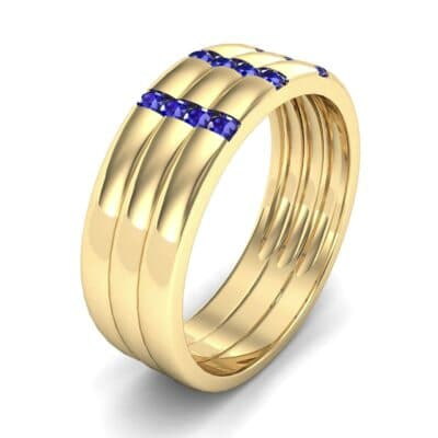 Triple Vertical Channel Blue Sapphire Ring (0.36 CTW) Perspective View