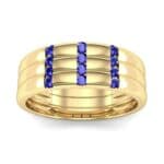 Triple Vertical Channel Blue Sapphire Ring (0.36 CTW) Top Dynamic View