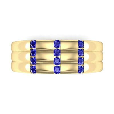 Triple Vertical Channel Blue Sapphire Ring (0.36 CTW) Top Flat View