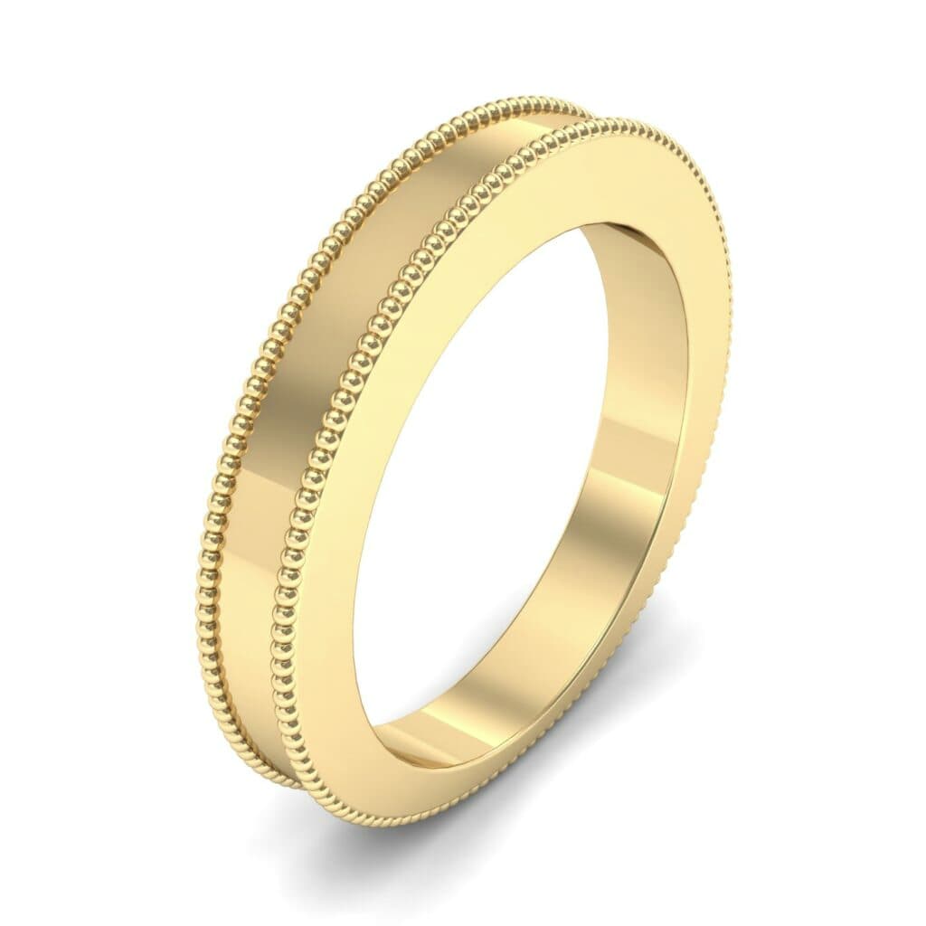 Flat Milgrain Ring (0 CTW) 5115 Render 1 01 Camera1 Metal 3 Yellow Gold 0 Floor 0 Emitter Aqua Light 0