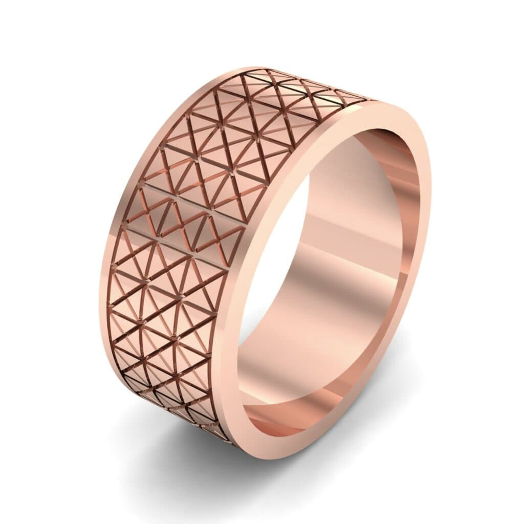 Wide Etched X Ring (0 CTW) 5133 Render 1 01 Camera1 Metal 2 Rose Gold 0 Floor 0 Emitter Aqua Light 0