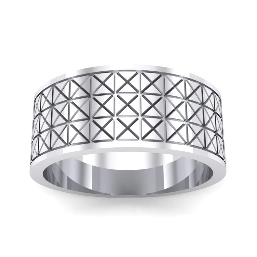 Wide Etched X Ring (0 CTW) 5133 Render 1 01 Camera2 Metal 4 White Gold 0 Floor 0 Emitter Aqua Light 0