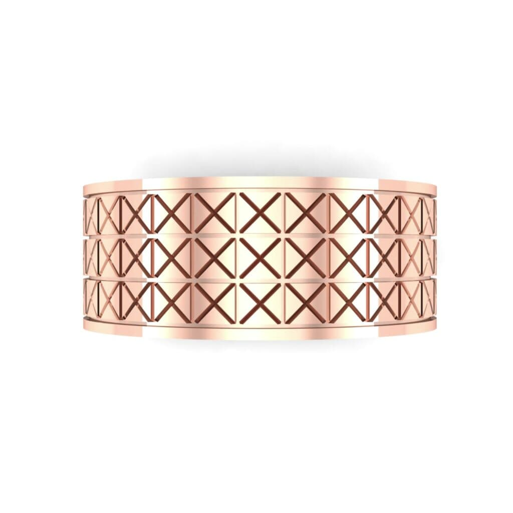Wide Etched X Ring (0 CTW) 5133 Render 1 01 Camera4 Metal 2 Rose Gold 0 Floor 0 Emitter Aqua Light 0