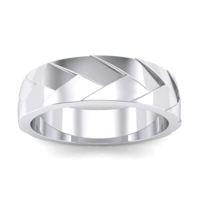 Wide Chevron Textured Ring (0 CTW) Top Dynamic View