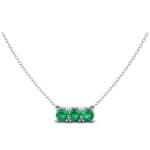 Round Brilliant Trio Emerald Pendant Necklace (0.99 CTW) Perspective View
