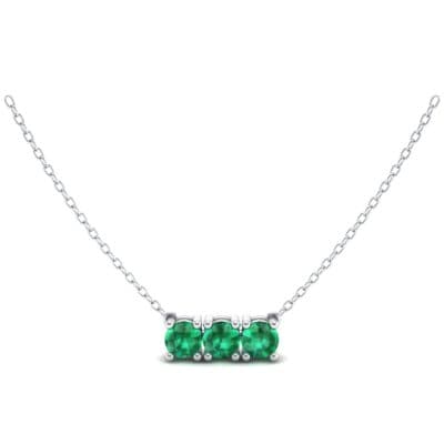 Round Brilliant Trio Emerald Pendant Necklace (0.99 CTW) Perspective View