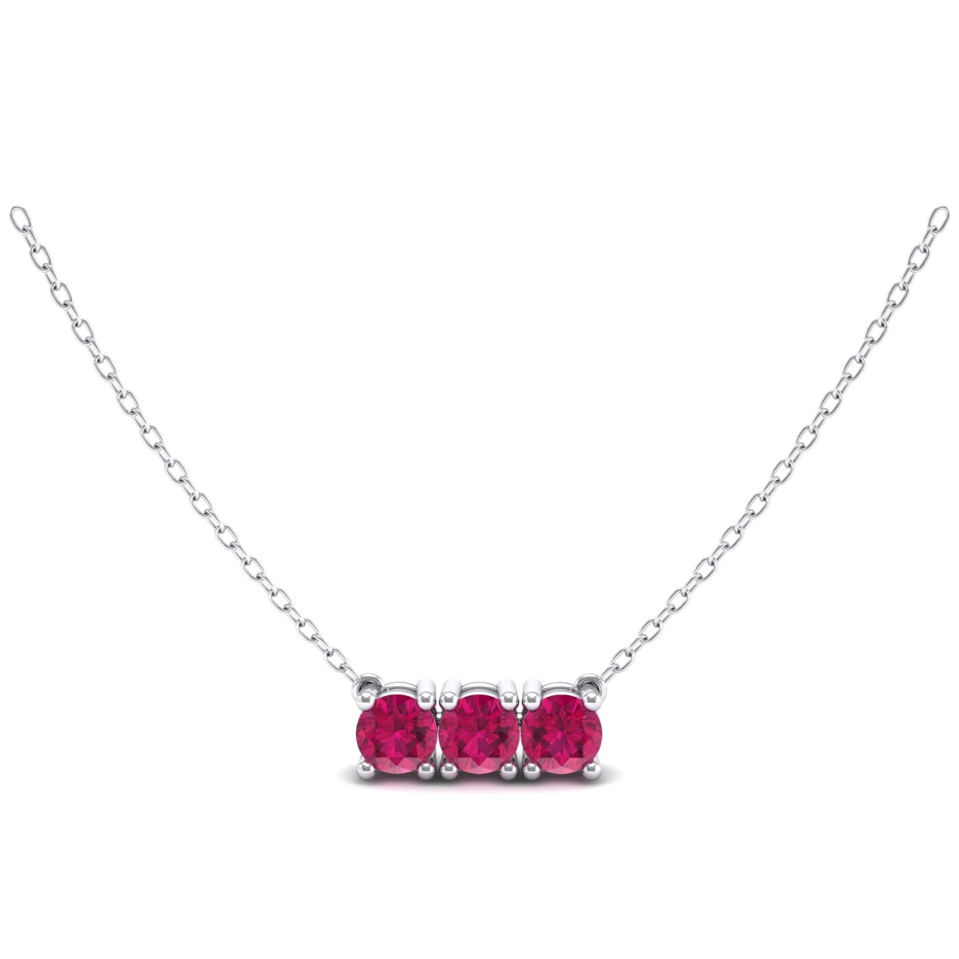Round Brilliant Trio Ruby Pendant Necklace 0 99 Carat 18k White Round Brilliant Trio Ruby Pendant Necklace