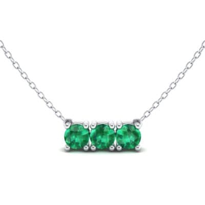 Round Brilliant Trio Emerald Pendant Necklace (0.99 CTW) Top Dynamic View