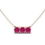 Round Brilliant Trio Ruby Pendant Necklace (0.99 CTW) Top Dynamic View