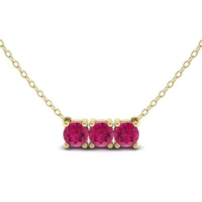 Round Brilliant Trio Ruby Pendant Necklace (0.99 CTW) Top Dynamic View