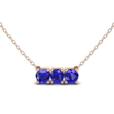 Round Brilliant Trio Blue Sapphire Pendant Necklace (0.99 CTW) Top Dynamic View
