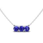 Round Brilliant Trio Blue Sapphire Pendant Necklace (0.99 CTW) Top Dynamic View
