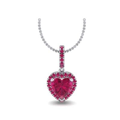 Heart-Shaped Halo Ruby Pendant (1.3 CTW) Perspective View