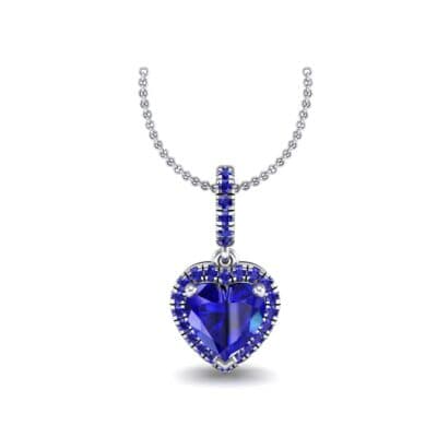 Heart-Shaped Halo Blue Sapphire Pendant (1.3 CTW) Perspective View
