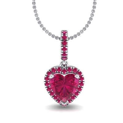 Heart-Shaped Halo Ruby Pendant (1.3 CTW) Top Dynamic View