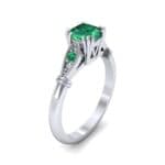 Vintage Shoulder Emerald Engagement Ring (0.8 CTW) Perspective View