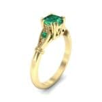 Vintage Shoulder Emerald Engagement Ring (0.8 CTW) Perspective View