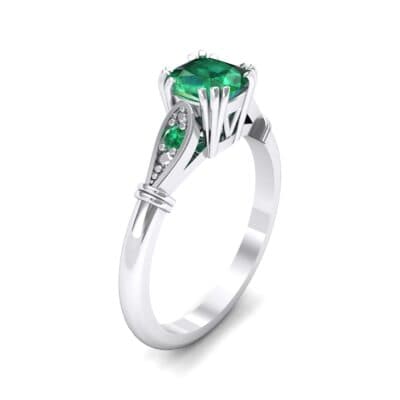 Vintage Shoulder Emerald Engagement Ring (0.8 CTW) Perspective View