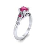 Vintage Shoulder Ruby Engagement Ring (0.8 CTW) Perspective View