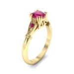 Vintage Shoulder Ruby Engagement Ring (0.8 CTW) Perspective View