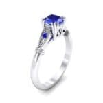 Vintage Shoulder Blue Sapphire Engagement Ring (0.8 CTW) Perspective View