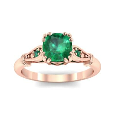 Vintage Shoulder Emerald Engagement Ring (0.8 CTW) Top Dynamic View