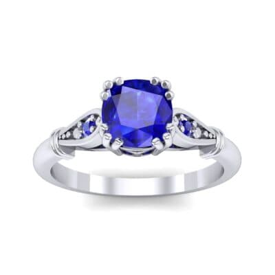 Vintage Shoulder Blue Sapphire Engagement Ring (0.8 CTW) Top Dynamic View