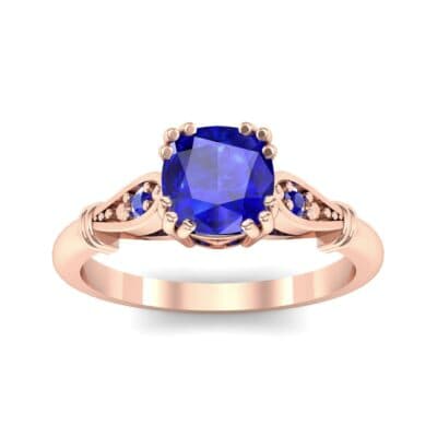 Vintage Shoulder Blue Sapphire Engagement Ring (0.8 CTW) Top Dynamic View