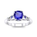 Vintage Shoulder Blue Sapphire Engagement Ring (0.8 CTW) Top Dynamic View