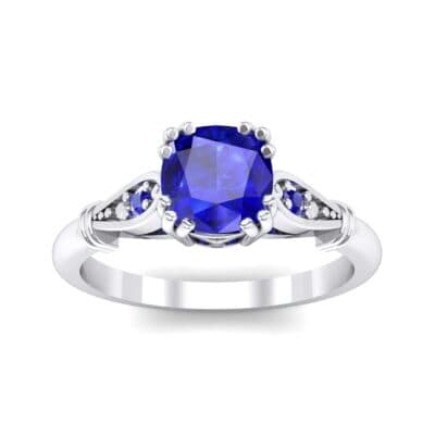 Vintage Shoulder Blue Sapphire Engagement Ring (0.8 CTW) Top Dynamic View