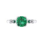 Vintage Shoulder Emerald Engagement Ring (0.8 CTW) Top Flat View