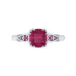 Vintage Shoulder Ruby Engagement Ring (0.8 CTW) Top Flat View