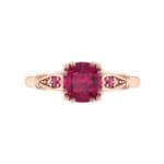 Vintage Shoulder Ruby Engagement Ring (0.8 CTW) Top Flat View