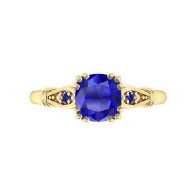 Vintage Shoulder Blue Sapphire Engagement Ring (0.8 CTW) Top Flat View