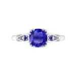 Vintage Shoulder Blue Sapphire Engagement Ring (0.8 CTW) Top Flat View