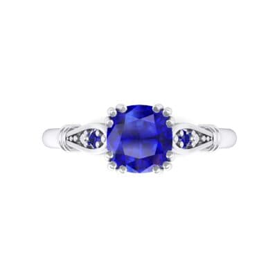 Vintage Shoulder Blue Sapphire Engagement Ring (0.8 CTW) Top Flat View