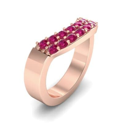 Curved Two-Row Ruby Ring (0.63 CTW) Perspective View