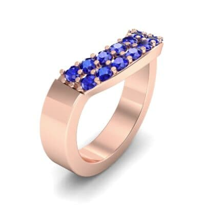 Curved Two-Row Blue Sapphire Ring (0.63 CTW) Perspective View