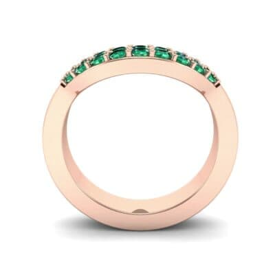 Curved Two-Row Emerald Ring (0.63 CTW) Side View