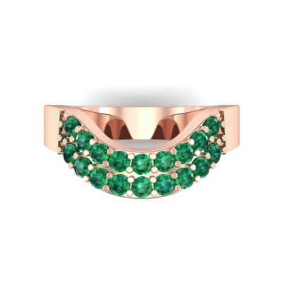 Curved Two-Row Emerald Ring (0.63 CTW) Top Flat View