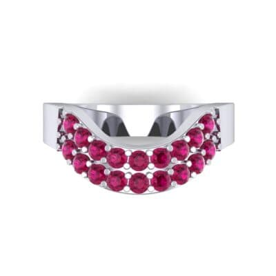 Curved Two-Row Ruby Ring (0.63 CTW) Top Flat View