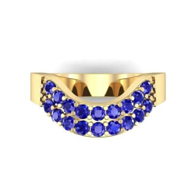Curved Two-Row Blue Sapphire Ring (0.63 CTW) Top Flat View