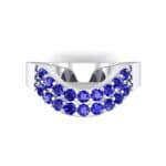 Curved Two-Row Blue Sapphire Ring (0.63 CTW) Top Flat View