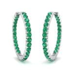 Luxe Emerald Hoop Earrings (1.56 CTW) Perspective View