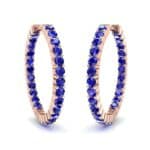 Luxe Blue Sapphire Hoop Earrings (1.56 CTW) Perspective View