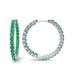 Luxe Emerald Hoop Earrings (1.56 CTW) Top Dynamic View