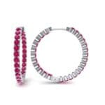 Luxe Ruby Hoop Earrings (1.56 CTW) Top Dynamic View