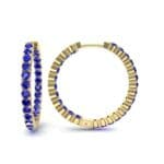 Luxe Blue Sapphire Hoop Earrings (1.56 CTW) Top Dynamic View