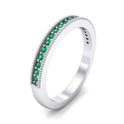 Milgrain Pave Emerald Ring (0.16 CTW) Perspective View